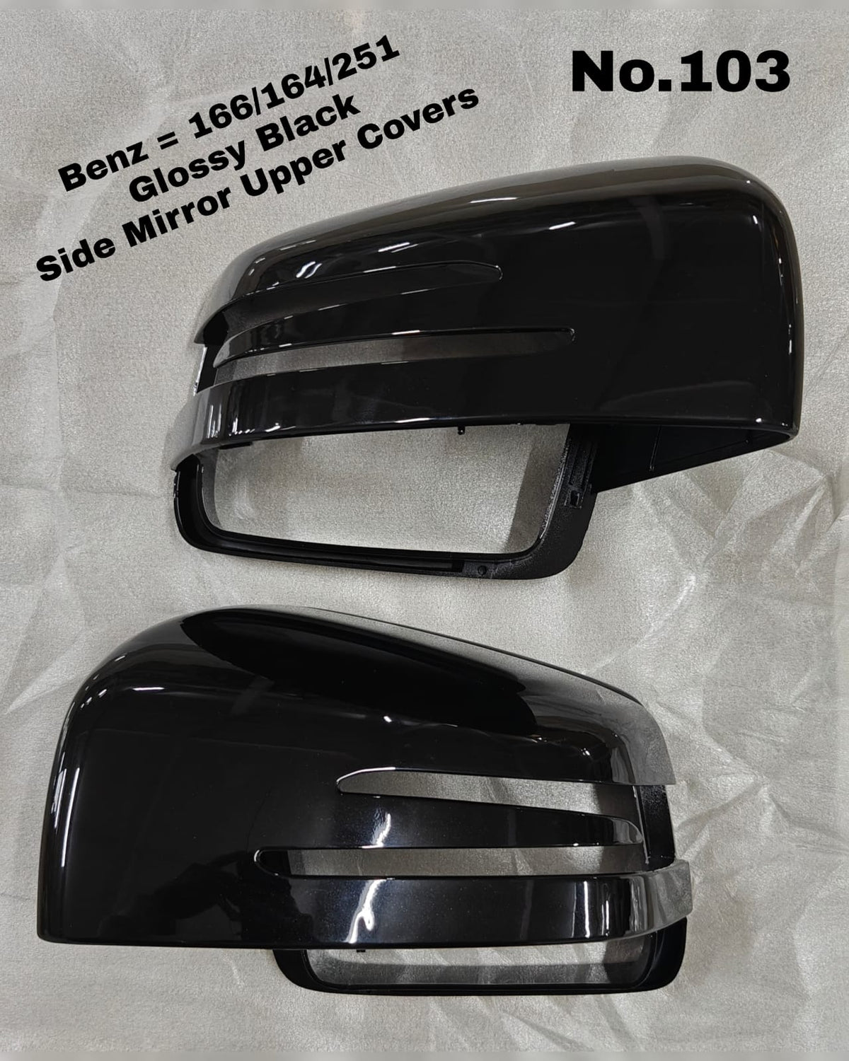 Side Mirror Upper Covers Glossy Black Right & Left Compatible With Mercedes Benz GLS-Class (W166) Tag No.103