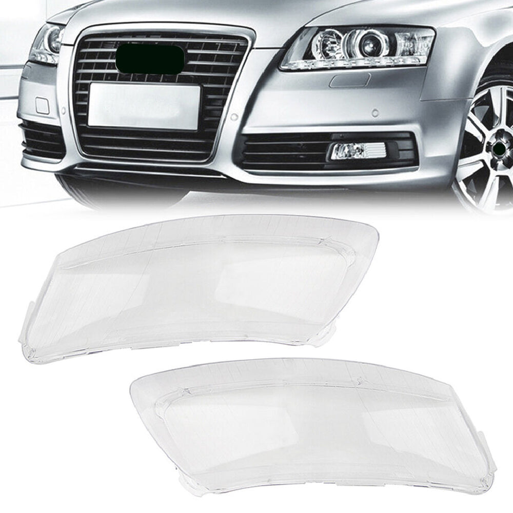 Car Headlight Lens Cover Pair of Transparent Shell Cover Headlight Headlamp Cover lampshade for Audi A6 C6 2006-2011.