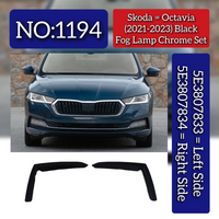 Fog Lamp Chrome Set (Black) Left 5E3807833 & Right 5E3807834 Compatible With Skoda Octavia (2021-2023) Tag No.1194