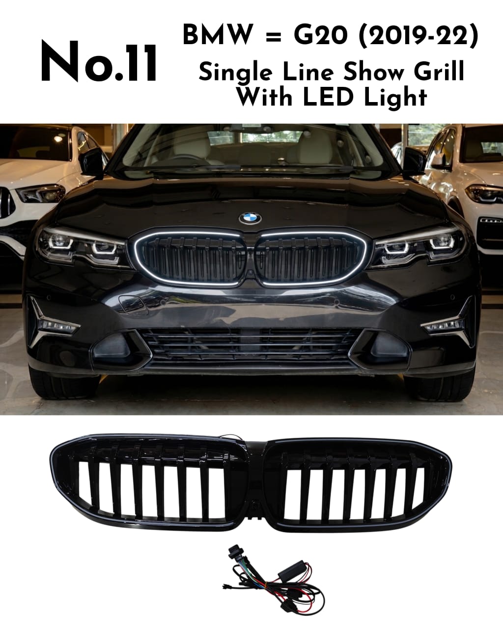 Single Line Show Grill With LED Light Compatible With BMW =G20(2019-22) No.11