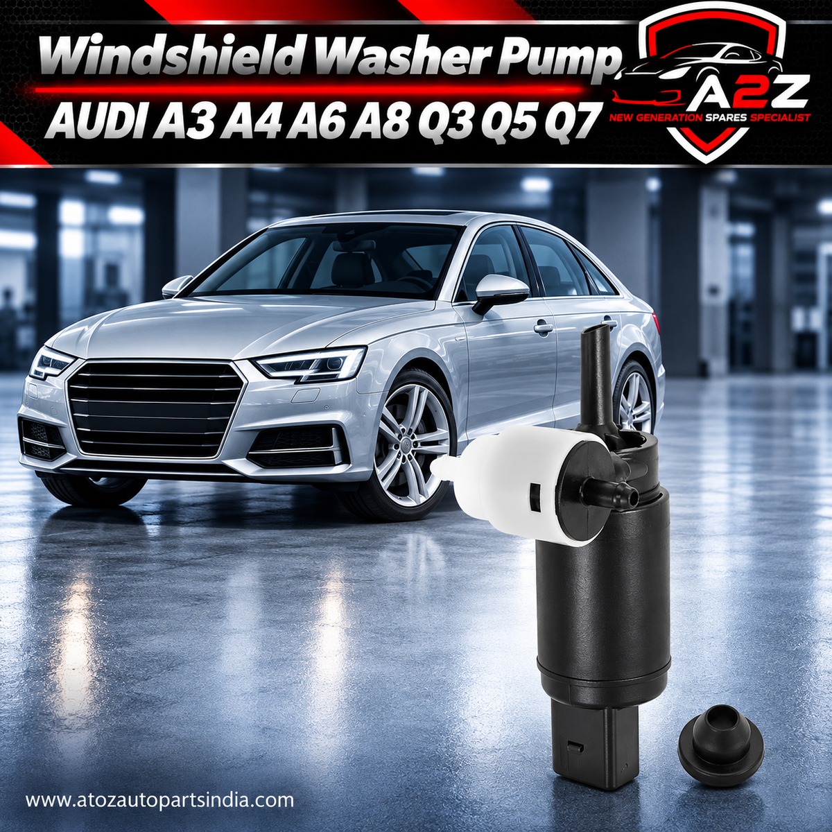 Windshield Washer Pump 1KD955651A Compatible With AUDI A3 A4 A6 A8 Q3 Q5 Q7