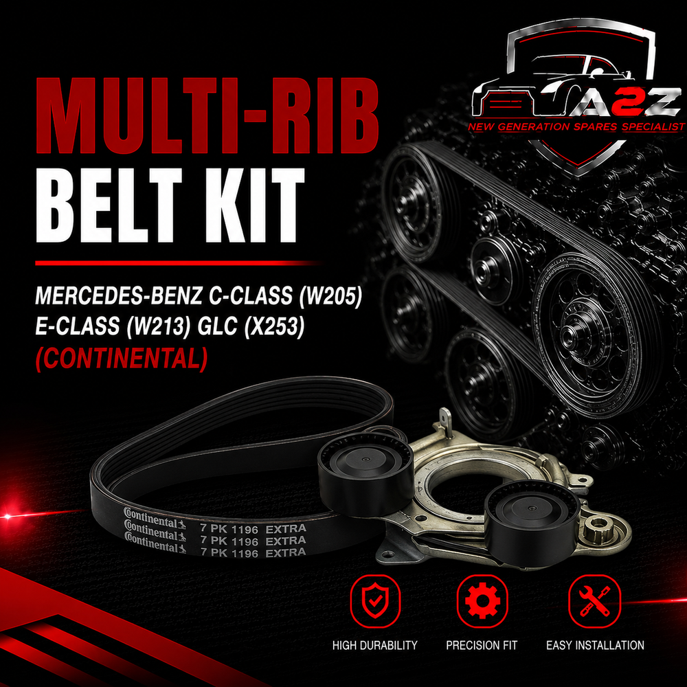 Multi Rib Belt Kit 7PK1196 7PK1196K1 Compatible With MERCEDES-BENZ C-CLASS (W205) E-CLASS (W213) GLC (X253) (CONTINENTAL)