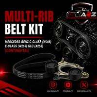 Multi Rib Belt Kit 7PK1196 7PK1196K1 Compatible With MERCEDES-BENZ C-CLASS (W205) E-CLASS (W213) GLC (X253) (CONTINENTAL)