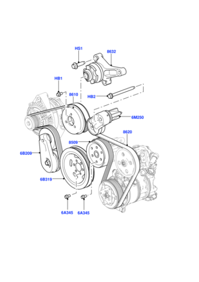 Front Auxillary Drive Belt LR013697 Compatible With LAND ROVER & DISCOVERY III (L319) | LR3 & DISCOVERY III VAN (L319) & DISCOVERY IV (L319) | LR4 & RANGE ROVER SPORT I (L320)