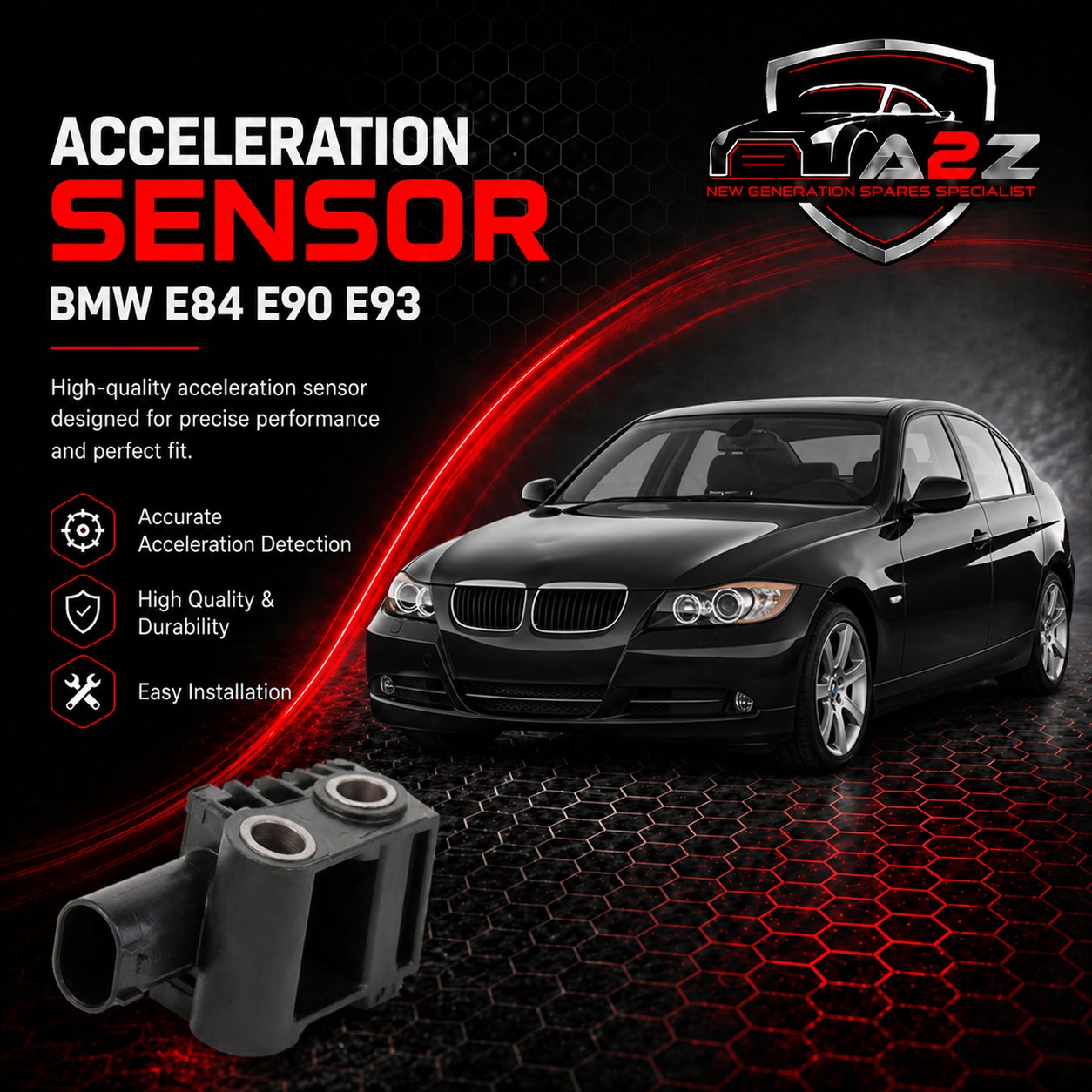 Acceleration Sensor / Front Impact Sensor / Crash Sensor 65776988143 Compatible With BMW E84 E90 E93