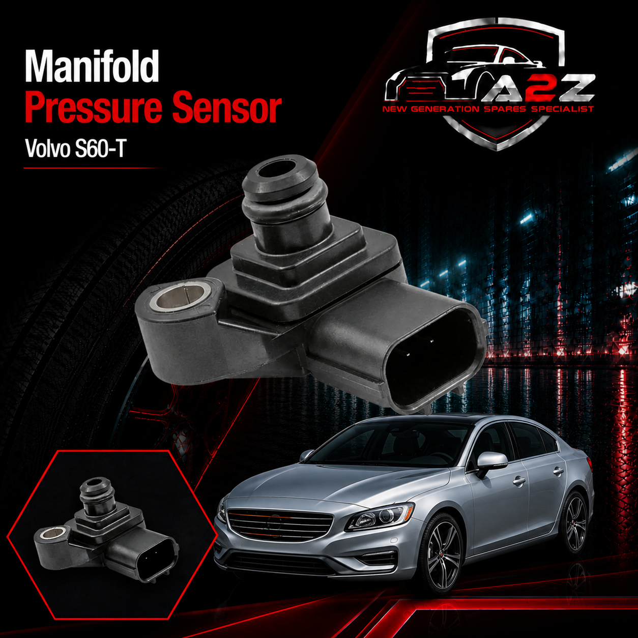 Manifold Pressure Sensor 31372487 31392382 Compatible With Volvo S60-T
