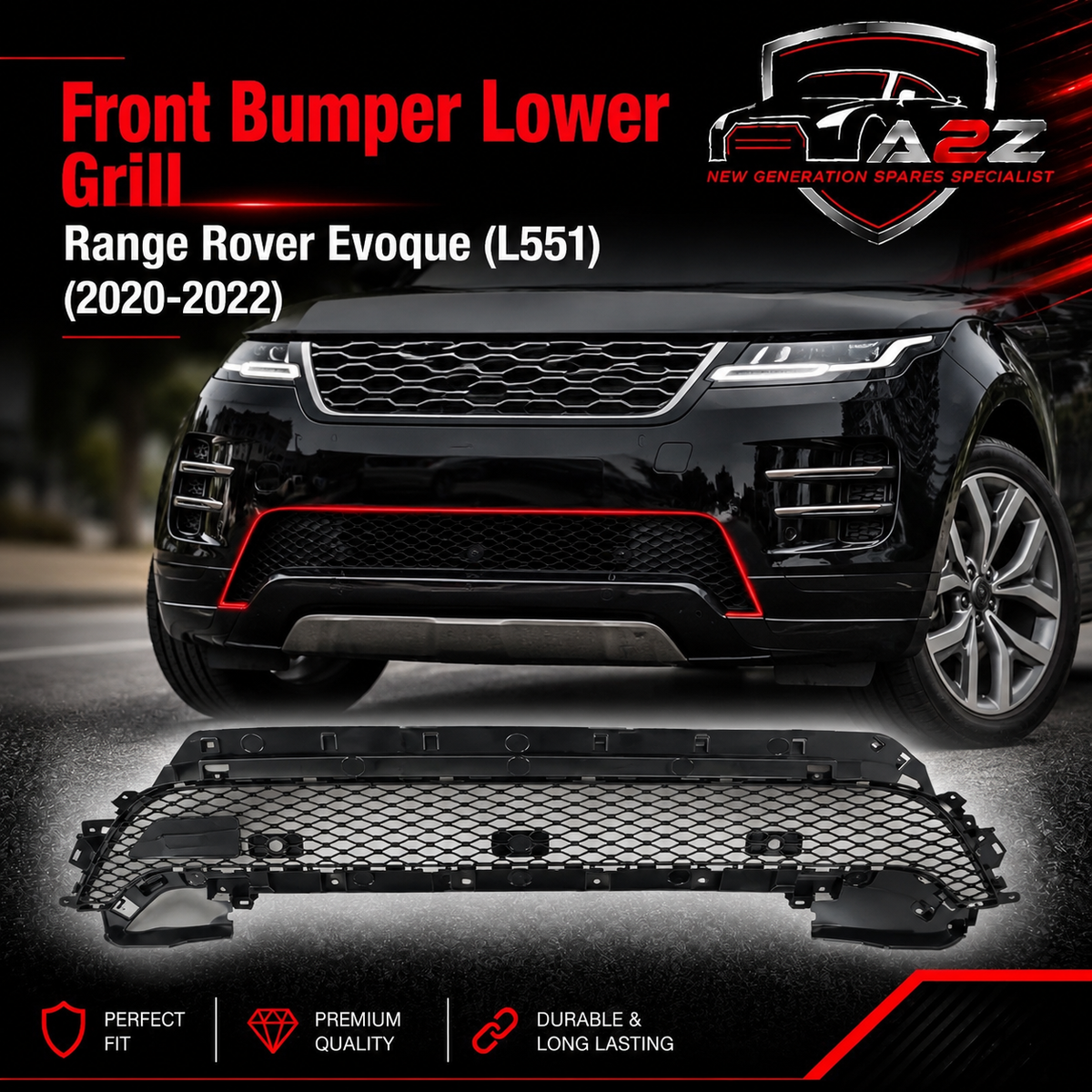 Front Bumper Lower Grill LR159876 Compatible With Land Rover Range Rover Evoque (L551) (2020-2022) Tag No.47
