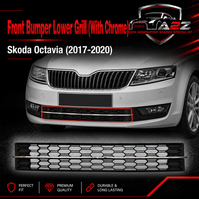 Front Bumper Lower Grill With Chrome 5E0853677K9B9 5E08535512ZZ Skoda Octavia (2017-2020) Tag No.507