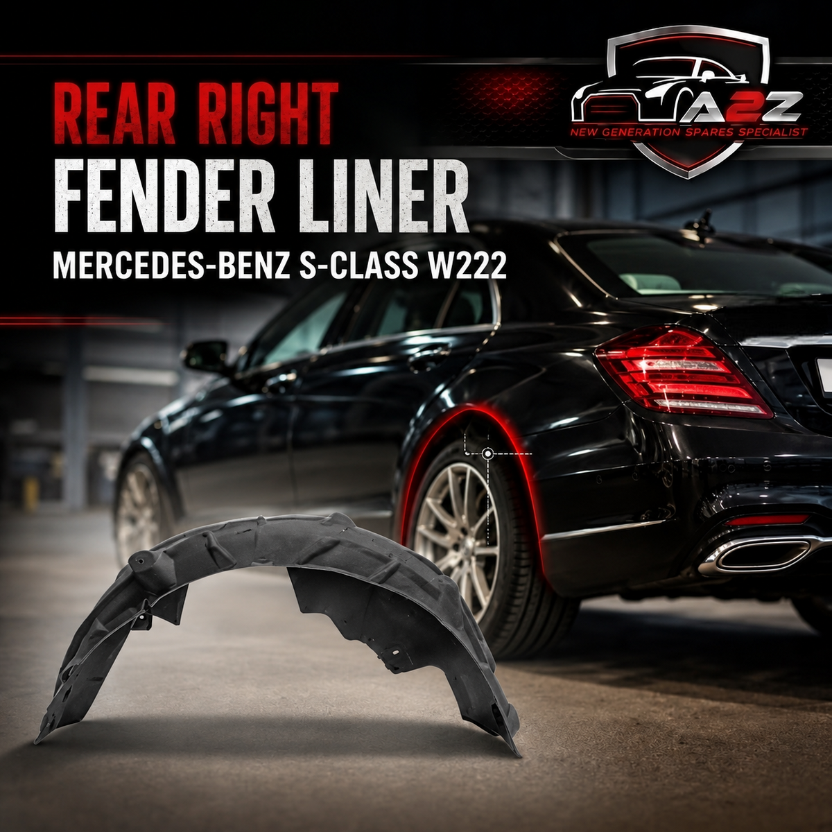 Rear Right Fender Liner 2226908200 2226900530 A2226908200 Compatible With MERCEDES-BENZ S-CLASS W222 Tag-FEM-80