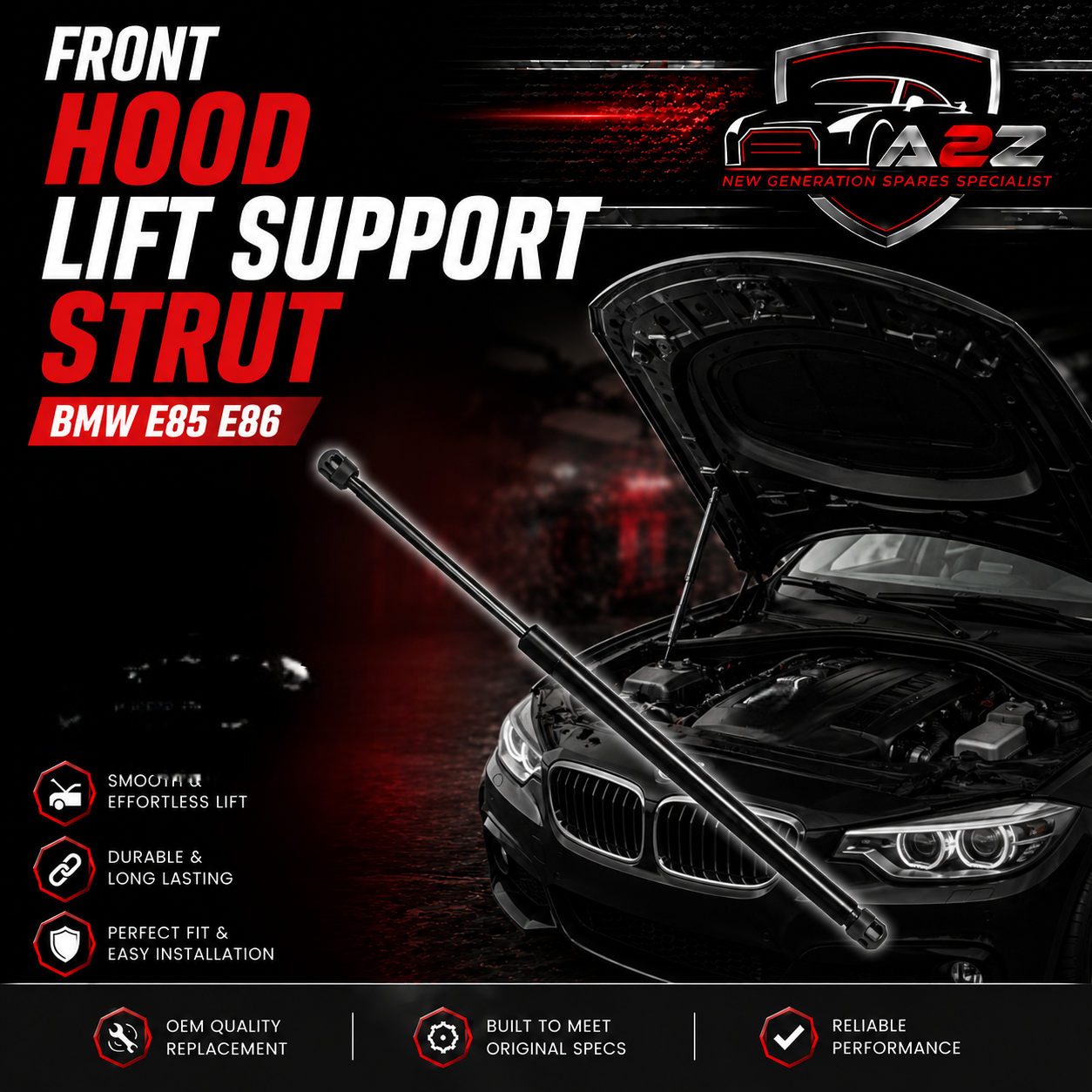 Front Hood Lift Support Strut 51237016178 Compatible With BMW E85 E86