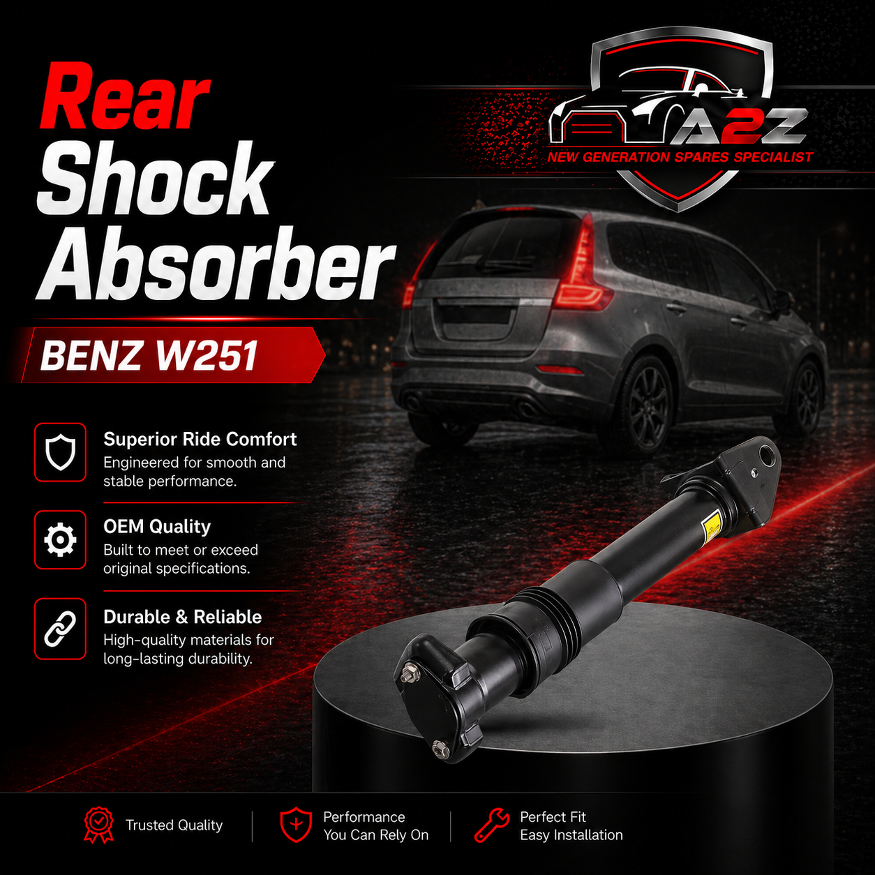 Rear Air Suspension Shock Absorber W/O ADS Left & Right 2513200631 2513200731 2513201331 2513201431 2513202131 2513202231 2513202331 Compatible With Mercedes Benz W251