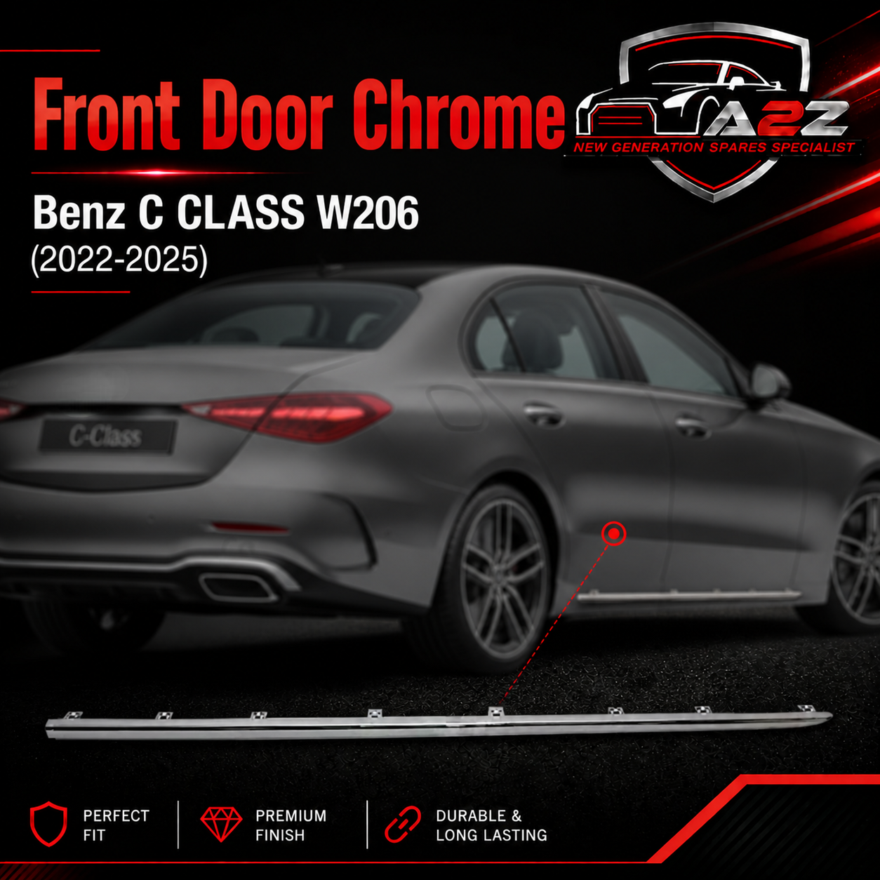 Front Door Chrome Right 2066980200 Left 2066980100 Compatible With Mercedes Benz  C CLASS W206 Tag No.239
