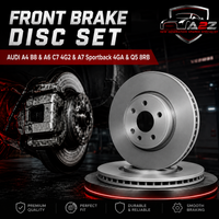 Front Brake Disc Set 8R0615301C 8R0615301D 8R0615301F Compatible With AUDI A4 B8 & A6 C7 4G2 & A7 Sportback 4GA &  Q5 8RB (ALBRO)