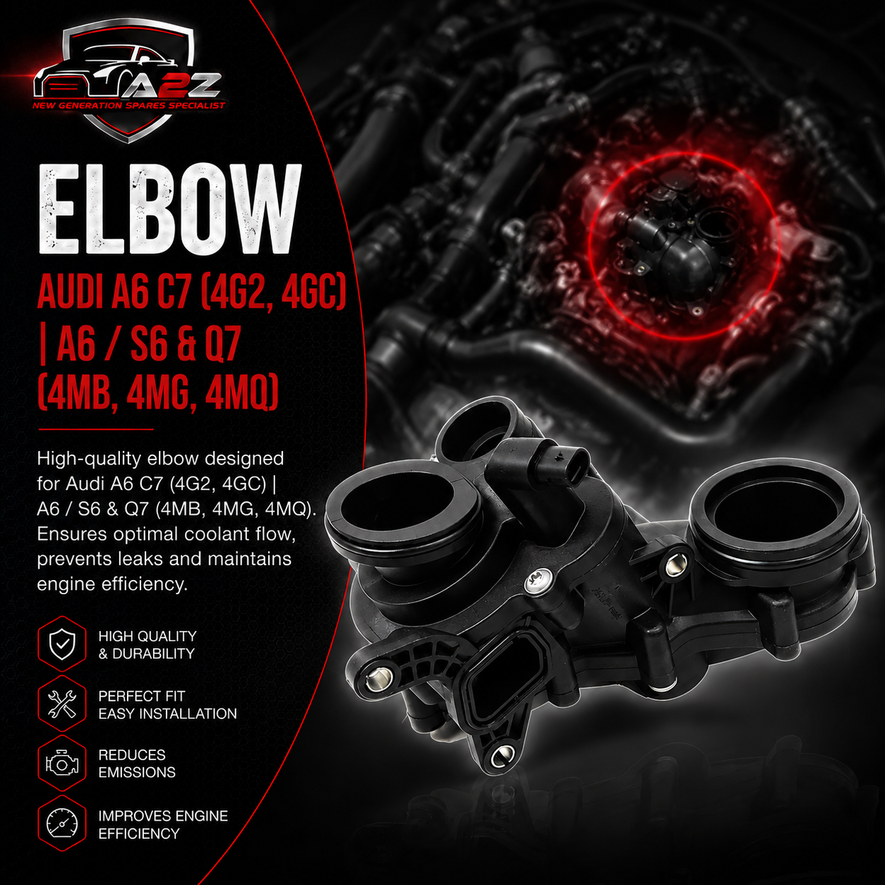 Elbow 059121111CR 059121111AQ 059121111BG 059121111BK 059121111BM 059121111CF Compatible With AUDI A6 C7 (4G2, 4GC) | A6 / S6 & Q7 (4MB, 4MG, 4MQ) Tag:61
