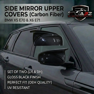 Side Mirror upper cover  (Side Mirror cover) Carbon Fiber Horn Model Left 51167180725 &  Right 51167180726 Compatible With BMW X5 E70 & X6 E71 TAG-SMC-52