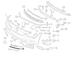 Front Bumper Trim (Chrome) 51117279700 Compatible With BMW  3 SERIES F30 Tag No.77