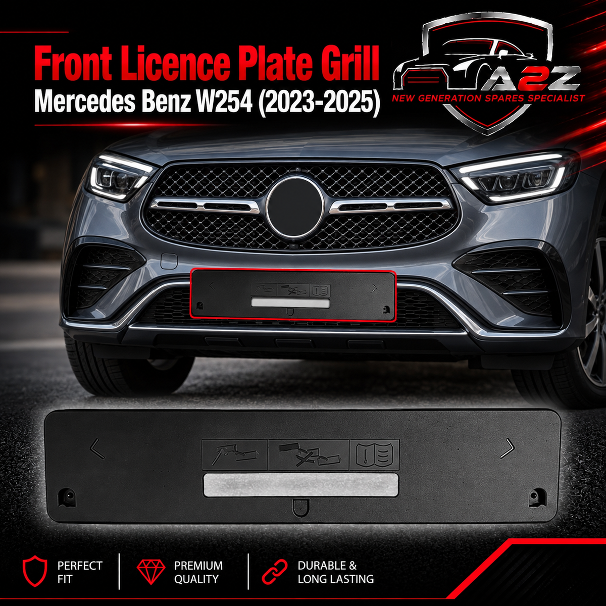 Front Licence Plate Grill 2548806801 Compatible With Mercedes Benz W254 2023-25 Tag No.365