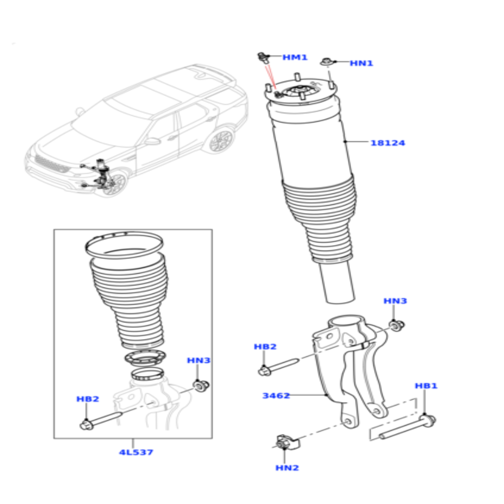 Front Left  Air Suspension Shock Absorber Strut  LR081564 LR102253 Compatible With  LAND ROVER DISCOVERY V (L462)