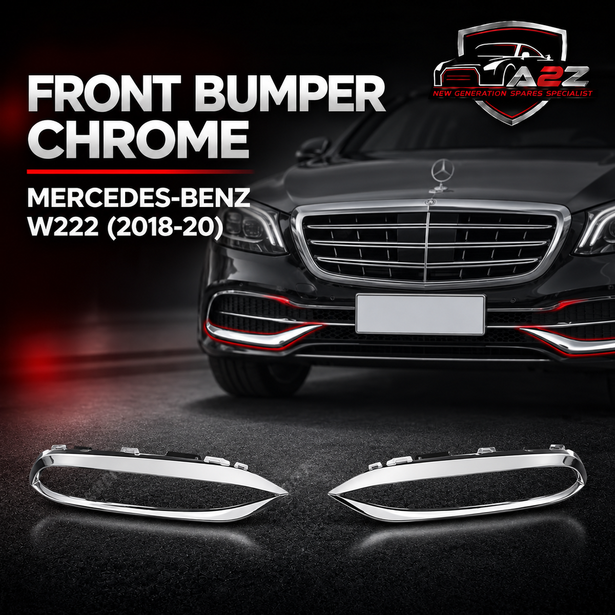 Front Bumper Chrome Right 2228854600 & Left 2228854500 Compatible with MERCEDES-BENZ E-Class W222 (2018-20) Tag No.220