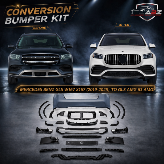 A To Z Compatible With Mercedes Benz Gls W167 X167 (2019-2025) Front Rear Bumper Upgrade Convert To Gls Amg63 Amg Bumper Body Kit Diffuser Exhaust Pipe Tip Wheel Arch Gc X167-011 CC-9732 (Shipping Cost Not Included In Price)
