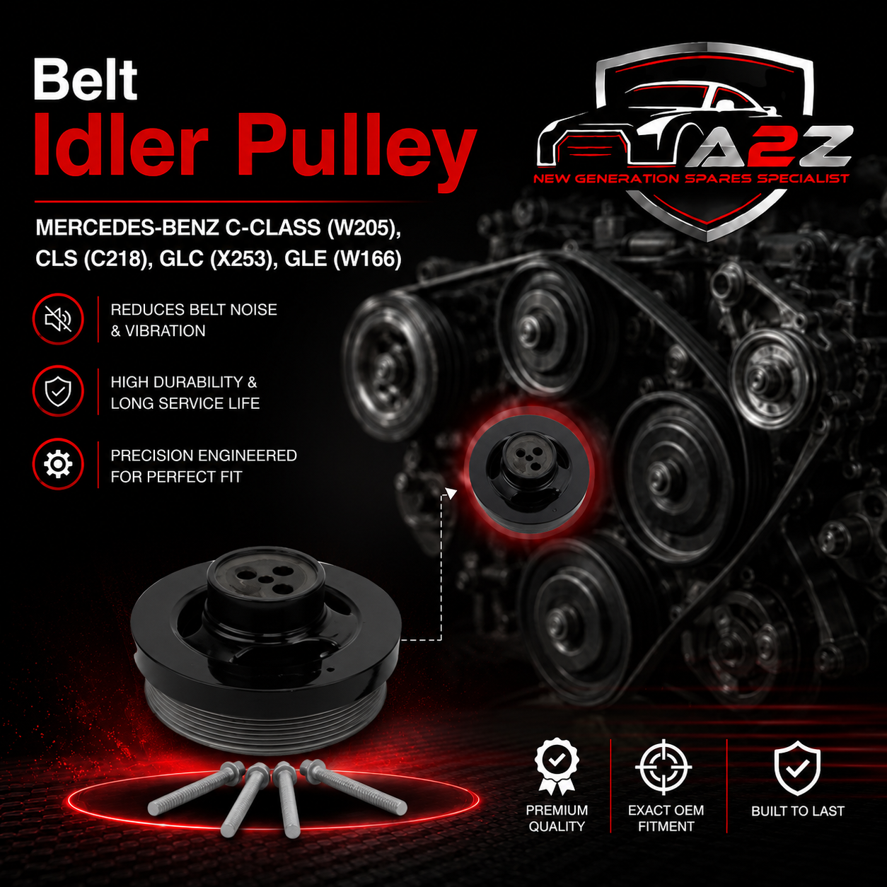 Belt Pulley C-CLASS (W205), CLS (C218), GLC (X253), GLE (W166) VD1219 6510350012 Compatible with MERCEDES-BENZ C-CLASS (W205), CLS (C218), GLC (X253), GLE (W166) (CONTINENTAL)