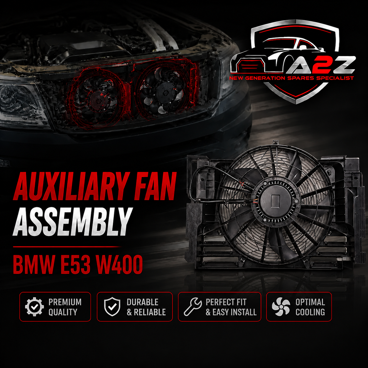 Auxiliary Fan Assembly 64546921381 Compatible With BMW E53 W400