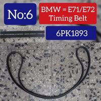 Multi Rib Belt 6PK1893 11287803476 130020 55577367 Compatible With BMW X5 (E70), X6 (E71, E72) (CONTINENTAL) Tag No.6