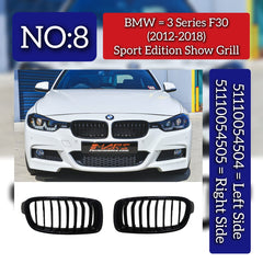 Sport Edition Show Grill Left 51110054504 & Right 51110054505 Compatible With BMW 3 SERIES (F30) (2012-2018) Tag No.8