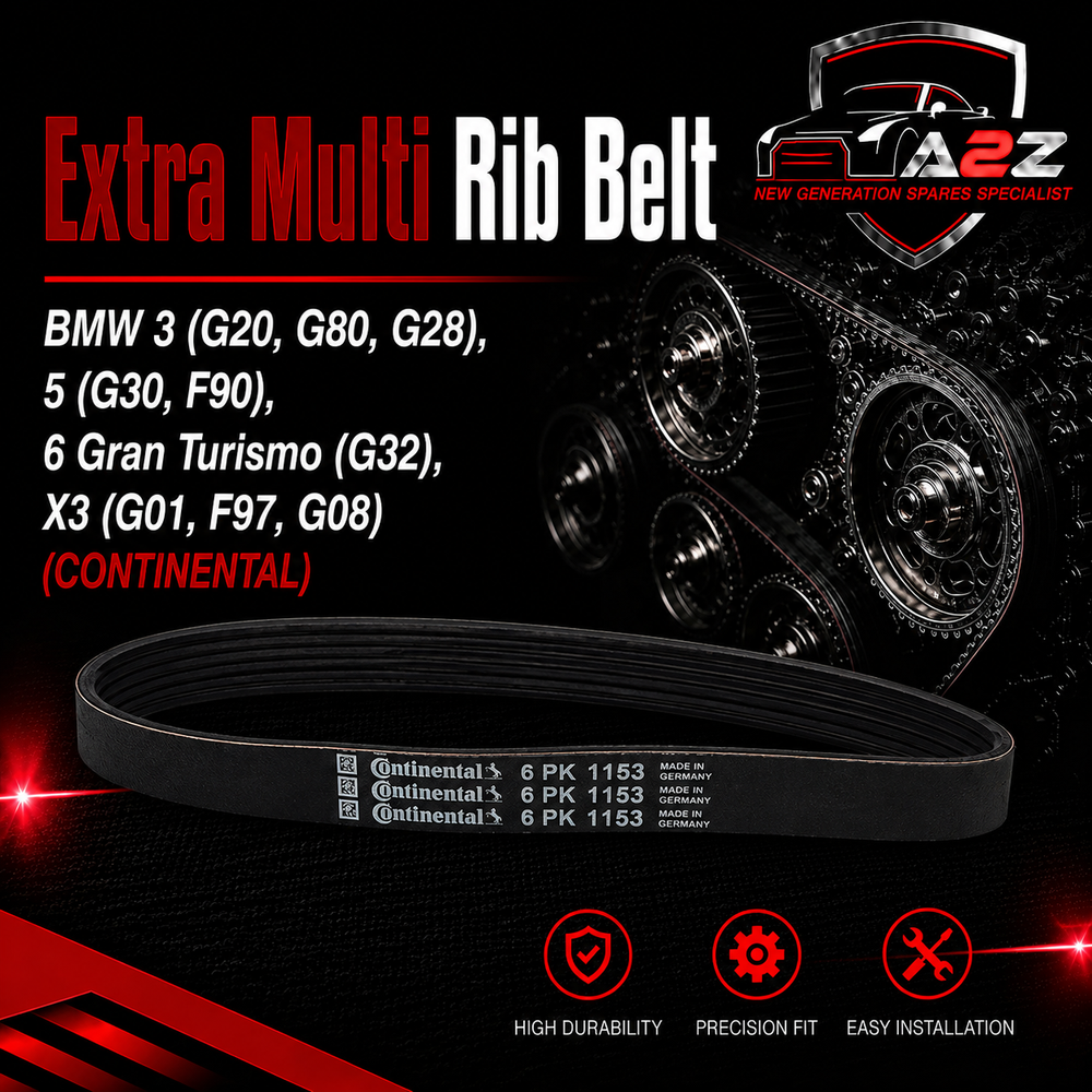 Extra Multi Rib Belt 6PK1157 11287926093 Compatible With BMW 3 (G20, G80, G28), 5 (G30, F90), 6 Gran Turismo (G32), X3 (G01, F97, G08) (CONTINENTAL)