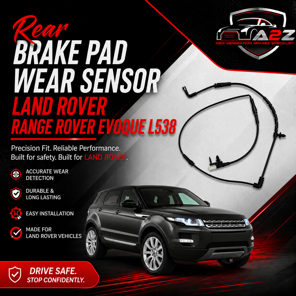 Rear Brake Pad Wear Sensor LR072017 Compatible With LAND ROVER RANGE ROVER EVOQUE L538