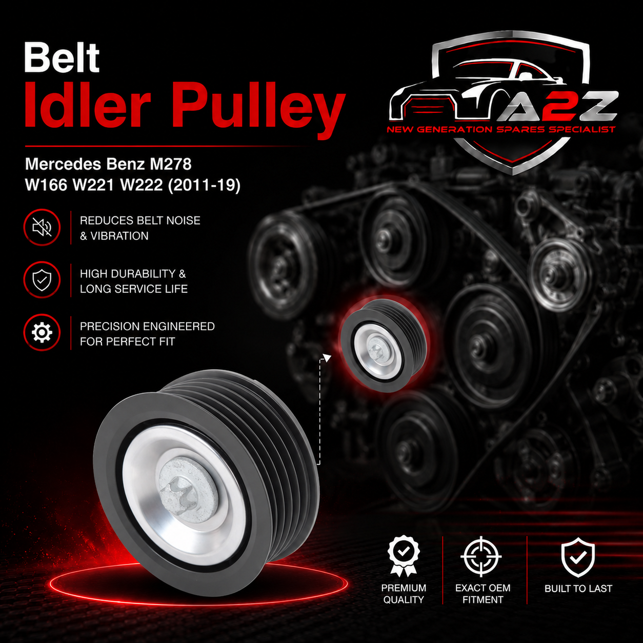 Idler Pulley 2782020519 A2782020519 Compatible With Mercedes Benz M278 W166 W221 W222 Tag No.26