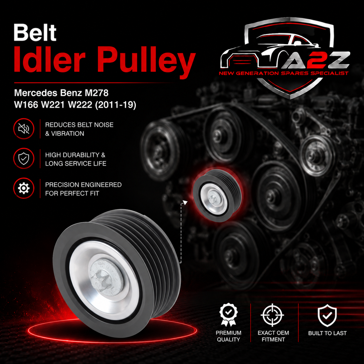 Idler Pulley 2782020519 A2782020519 Compatible With Mercedes Benz M278 W166 W221 W222 Tag No.26