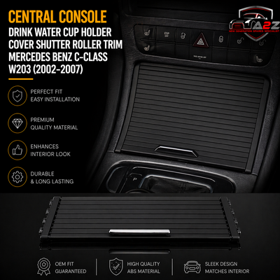 Black Central Console Drink Water Cup Holder Cover Shutter Roller Trim 2036800123 Compatible With MERCEDES BENZ C-CLASS W203