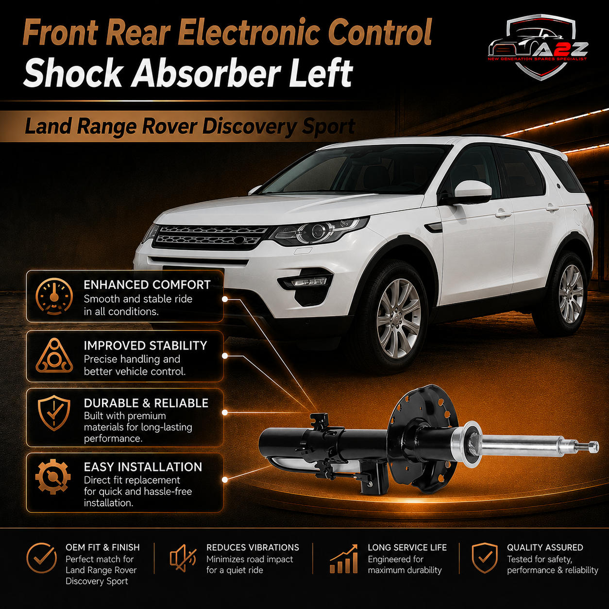 Front Rear Electronic Control Shock Absorber Left LR060818 Compatible With Land Range Rover Discovery Sport