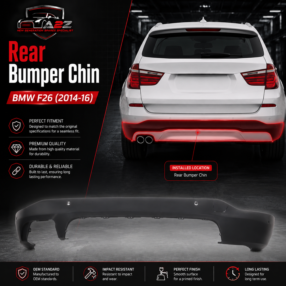Rear Bumper Chin 51127389890 Compatible With BMW F26 (2014-16)