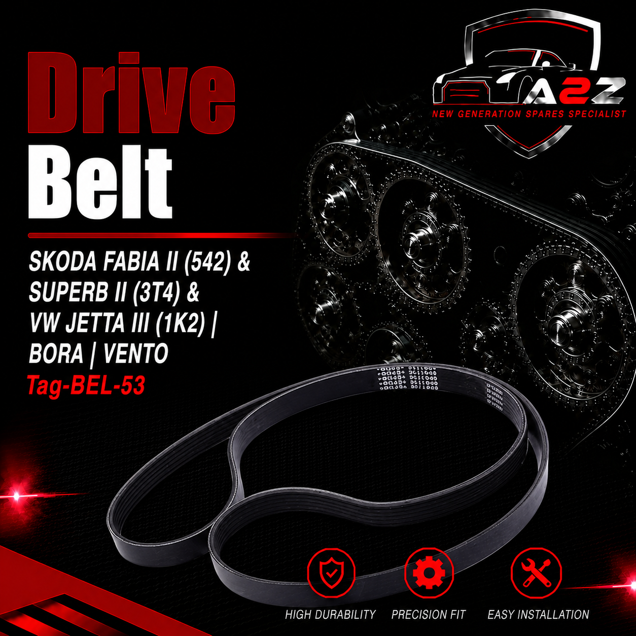 Belt 6PK1732 6QD260849A 04L260849K Compatible With SKODA FABIA II (542) & SUPERB II (3T4) & VW JETTA III (1K2) | BORA | VENTO  Tag-BEL-53
