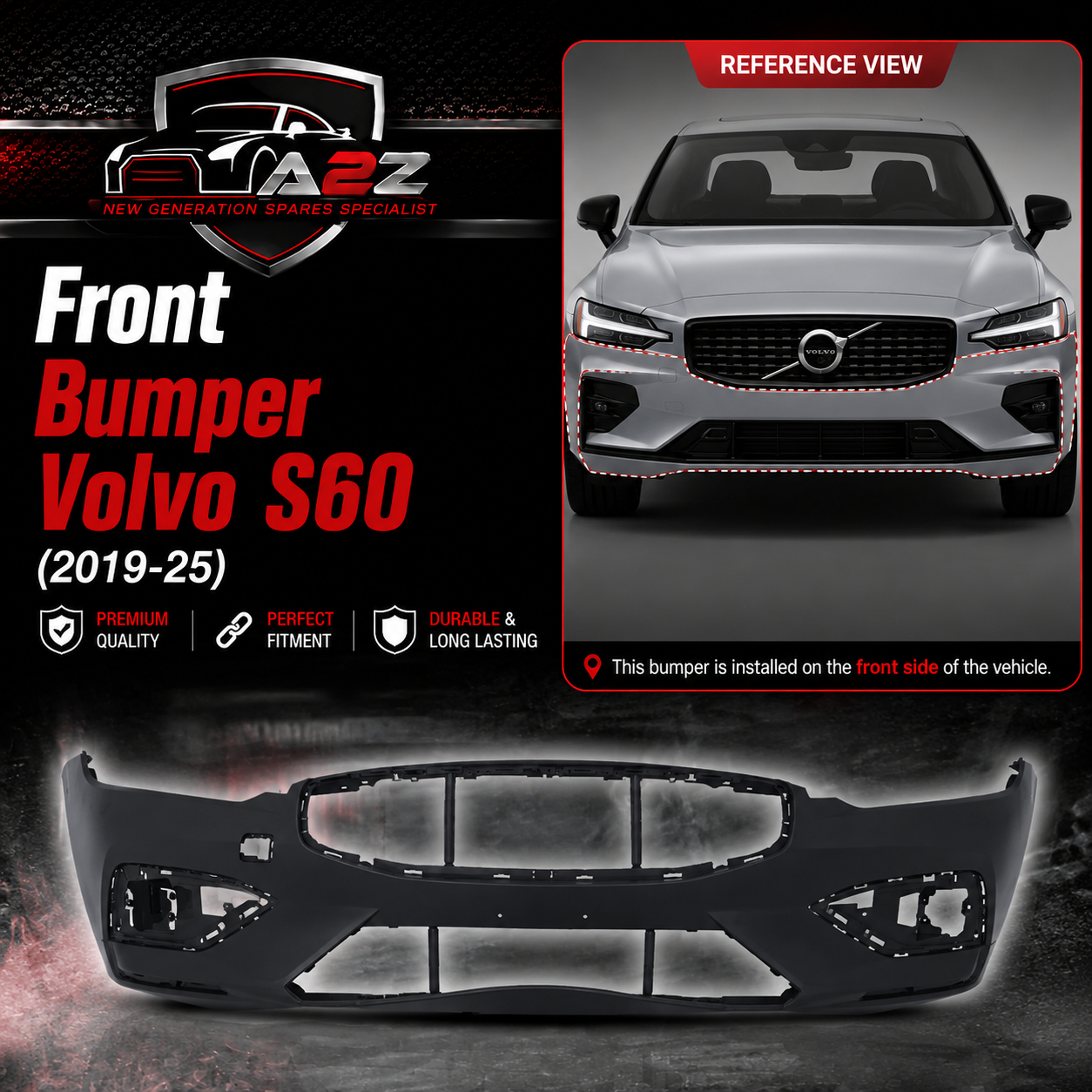 Front Bumper 40002438 39798865 Compatible With Volvo S60 (2019-25) Tag NO.824