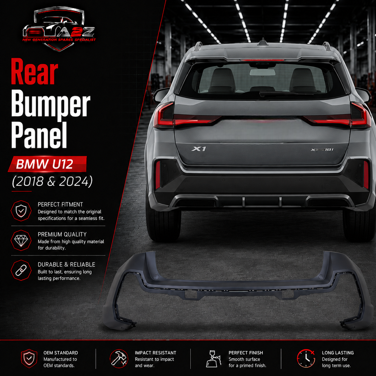 Rear Bumper Panel 51128465766 Compatible With BMW U12 (2018 & 2024)