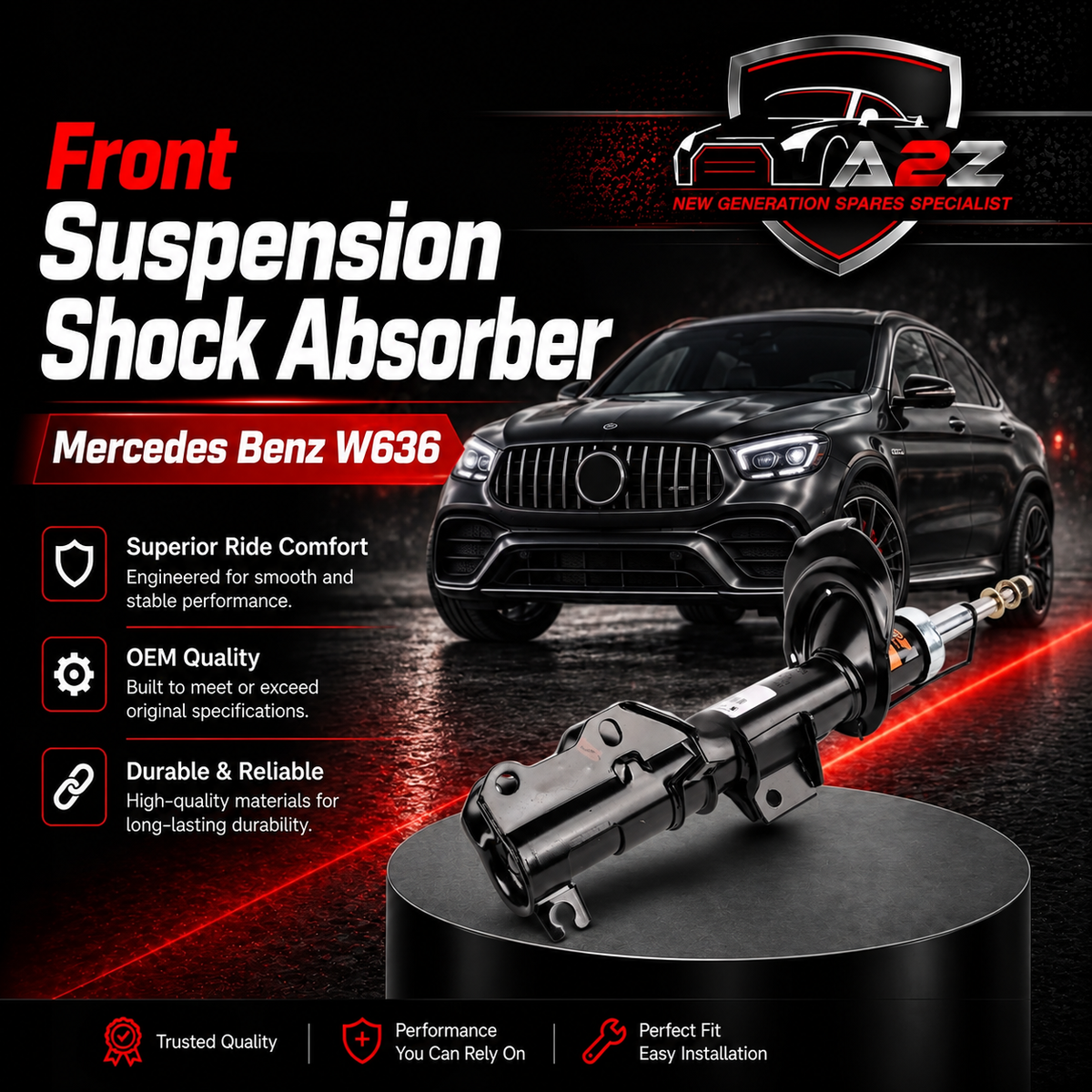 Front Suspension Shock Absorber Left & Right 6363200513 Compatible With Mercedes Benz W636