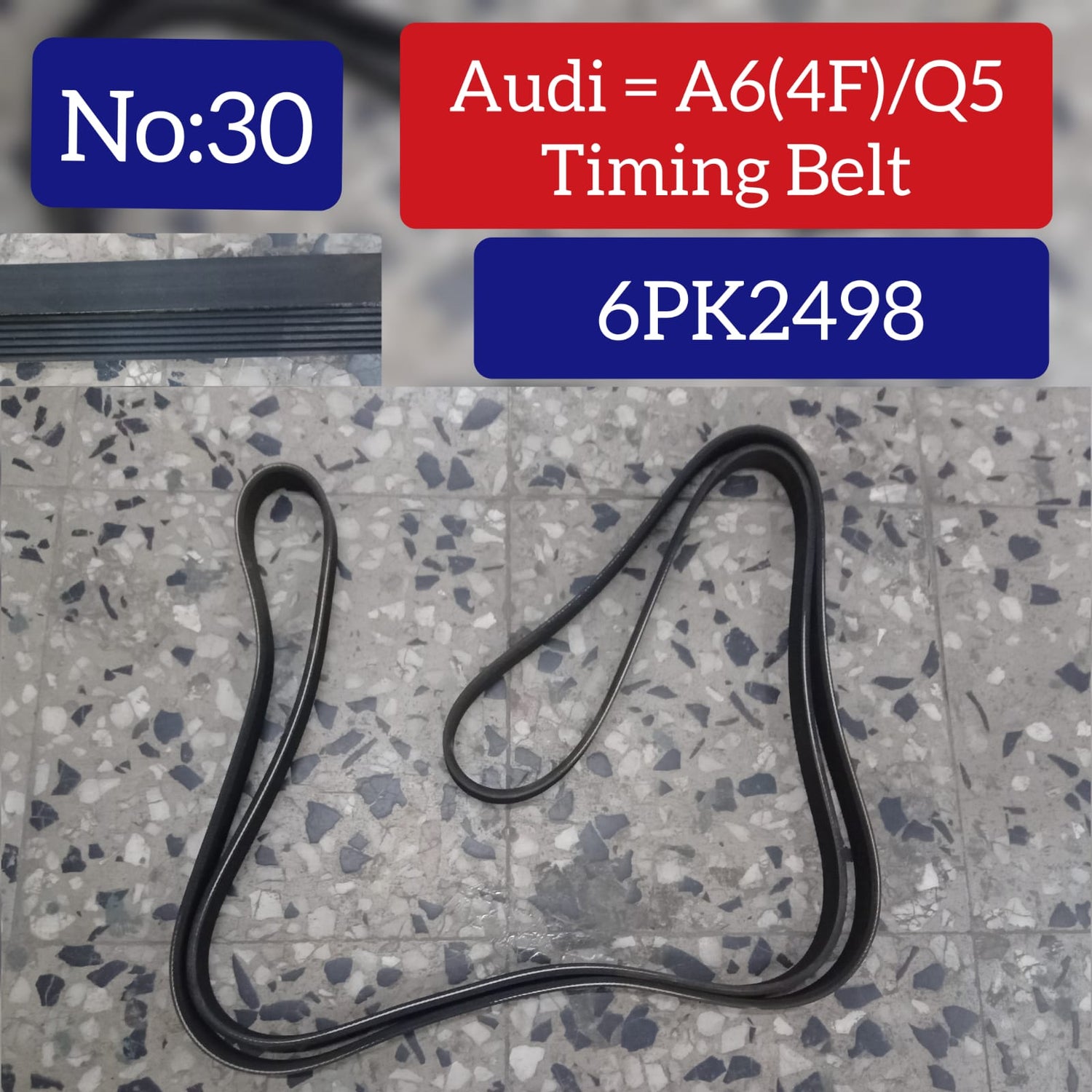 Timing Belt 6PK2498 0125130707 059903137AE Compatible With AUDI A4 B8 (8K2) | A4 / S4 & A6 C6 (4F2) | A6 / S6 & Q5 (8RB) Tag-BEL-30
