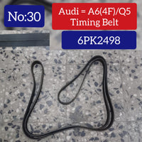 Timing Belt 6PK2498 0125130707 059903137AE Compatible With AUDI A4 B8 (8K2) | A4 / S4 & A6 C6 (4F2) | A6 / S6 & Q5 (8RB) Tag-BEL-30