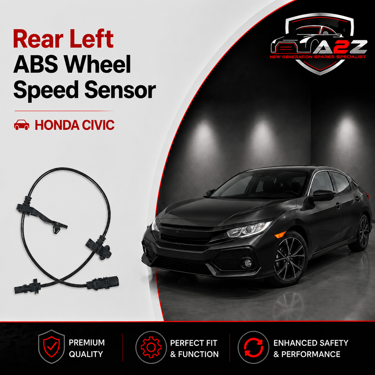 Rear Left ABS Wheel Speed Sensor 57475SNA003 57475SNA013 57475SNA023 Compatible With HONDA CIVIC