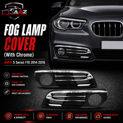 Fog Lamp Cover With Chrome Compatible With BMW 5 Series F10 2014-2016 Fog Lamp Cover With Chrome Left 51117342389 & Right 51117342390  Tag-FC-403