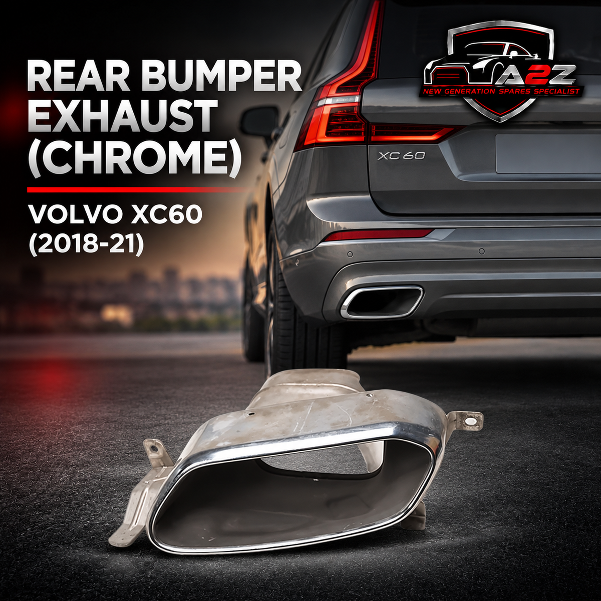 Rear Bumper Exhaust (Chrome) Right 31425211 31425212 Compatible With Volvo XC60 (2018-21)