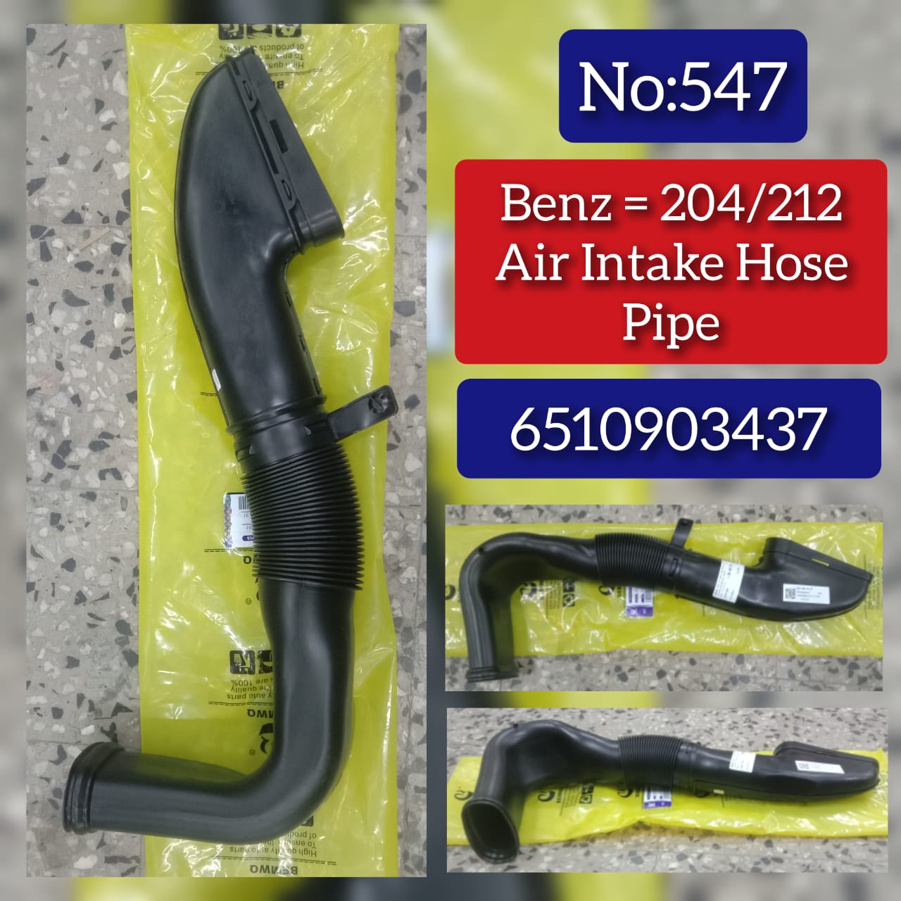Air Intake Hose Pipe 6510903437 A6510903437 Compatible With Mercedes Benz C-Class (W204), E-Class (W212) Tag No.547