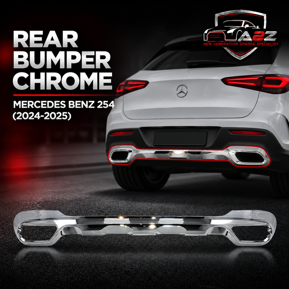 Rear Bumper Chrome 2548858100 Compatible With Mercedes Benz (254) (2024-2025) Tag No.295