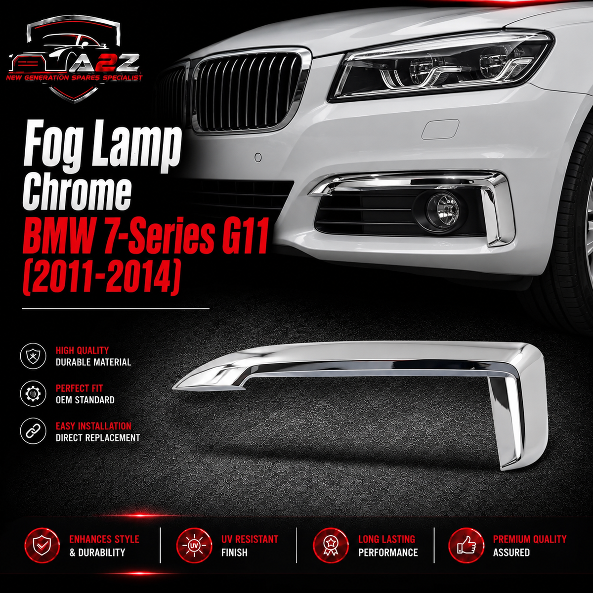 Fog Lamp Chrome Right 51118061118 & Left 51118061117 Compatible With BMW 7-Series G11 2011-14 Tag No.474