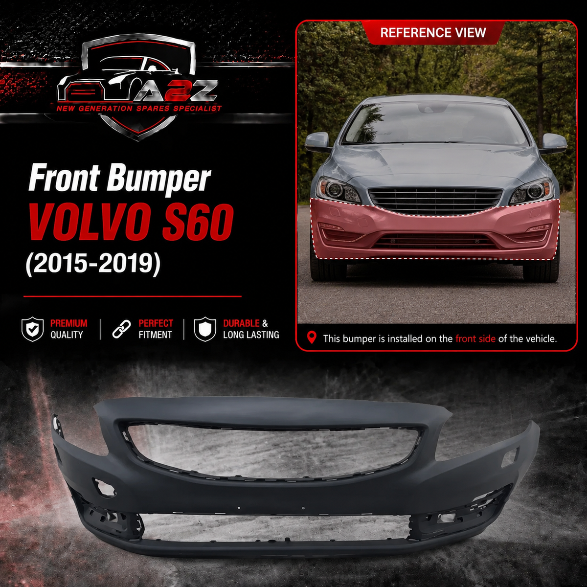 Front Bumper 39822660 & 39834053 Compatible With VOLVO S60 (2015-2019) Tag No.823