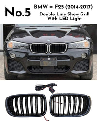 Double Line Show Grill With LED Light Compatible With BMW = F25 (2014-2017) No.5