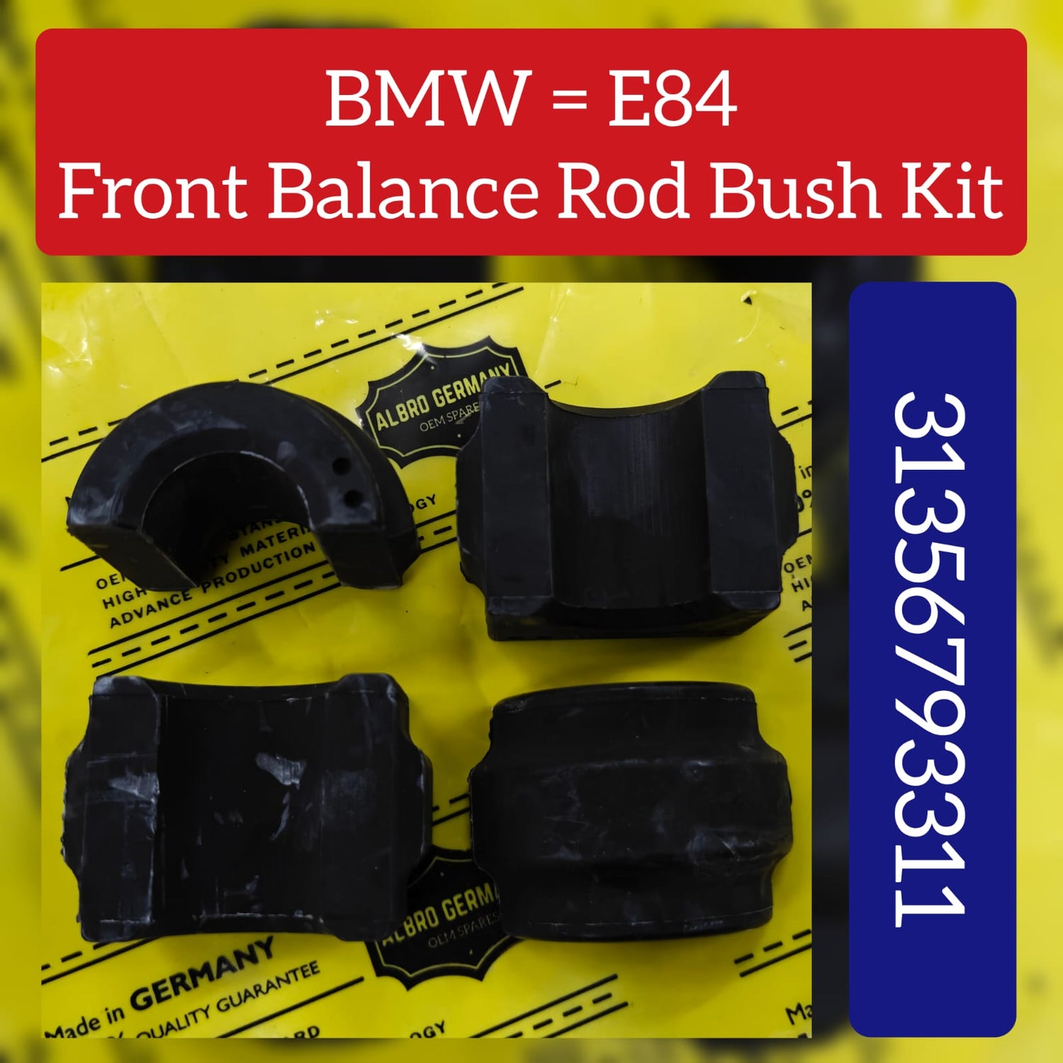 Front Stabilizer Sway Bar Bushing Kit 31356793311 Compatible With BMW X1 E84